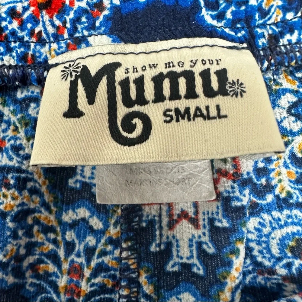 Show Me Your MuMu Miami Blue Print Cabana Shorts Size Small High Rise Coastal - Picture 7 of 8